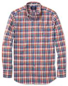Charles Tyrwhitt Slim Fit Orange And Blue Check Cotton/linen Casual Shirt Single Cuff Size Xs By Charles Tyrwhitt