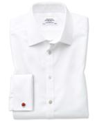 Charles Tyrwhitt Slim Fit Non-iron Square Weave White Cotton Dress Casual Shirt French Cuff Size 14.5/33 By Charles Tyrwhitt