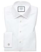  Extra Slim Fit White Non-iron Twill Cotton Dress Shirt French Cuff Size 14.5/32 By Charles Tyrwhitt