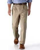 Charles Tyrwhitt Charles Tyrwhitt Stone Classic Fit Single Pleat Non-iron Cotton Chino Pants Size W30 L38