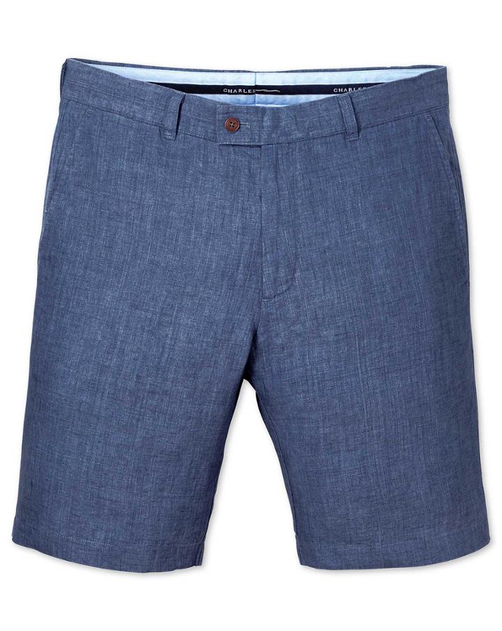 Charles Tyrwhitt Blue Slim Fit Linen Shorts Size 40 By Charles Tyrwhitt