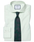  Slim Fit Cutaway Collar Non-iron Poplin Green Cotton Dress Shirt Single Cuff Size 14.5/32 By Charles Tyrwhitt