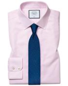  Slim Fit Non-iron Dash Weave Pink Cotton Dress Shirt French Cuff Size 14.5/33 By Charles Tyrwhitt