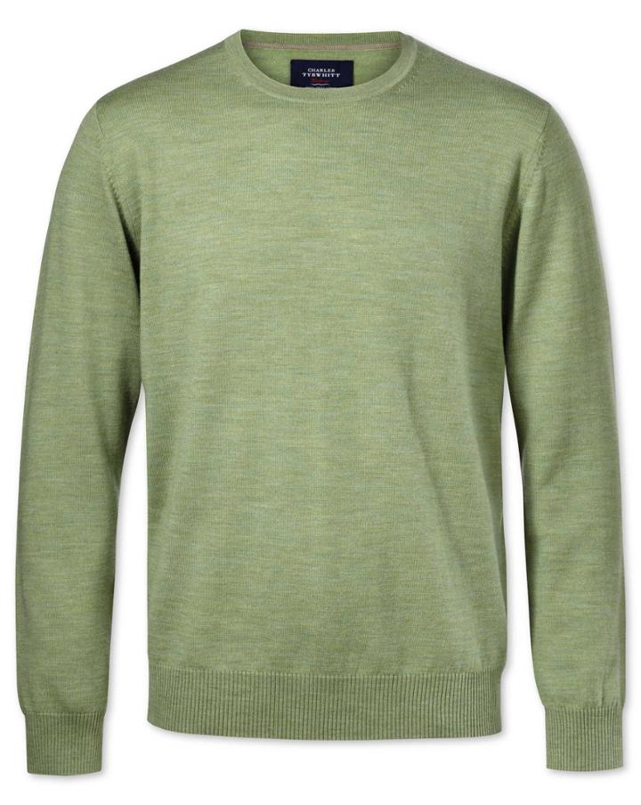 Charles Tyrwhitt Light Green Merino Wool Crew Neck Sweater Size Large By Charles Tyrwhitt