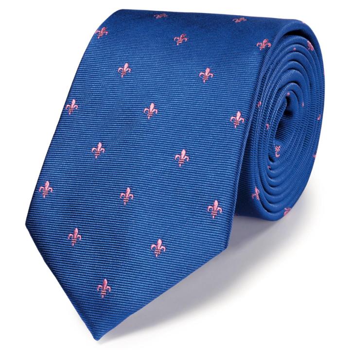 Charles Tyrwhitt Charles Tyrwhitt Classic Royal And Pink Fleur De Lys Tie