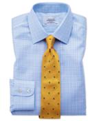  Slim Fit Non-iron Prince Of Wales Sky Blue Cotton Dress Shirt Single Cuff Size 16/33 By Charles Tyrwhitt