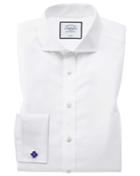  Classic Fit Spread Collar Non-iron Twill White Cotton Dress Shirt Single Cuff Size 15/33 By Charles Tyrwhitt