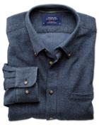 Charles Tyrwhitt Charles Tyrwhitt Classic Fit Dark Blue Donegal Cotton Dress Shirt Size Medium