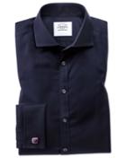 Charles Tyrwhitt Super Slim Fit Spread Collar Non-iron Twill Navy Cotton Dress Shirt Single Cuff Size 14.5/33 By Charles Tyrwhitt