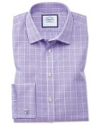 Charles Tyrwhitt Slim Fit Non-iron Prince Of Wales Lilac Cotton Dress Shirt French Cuff Size 14.5/33 By Charles Tyrwhitt