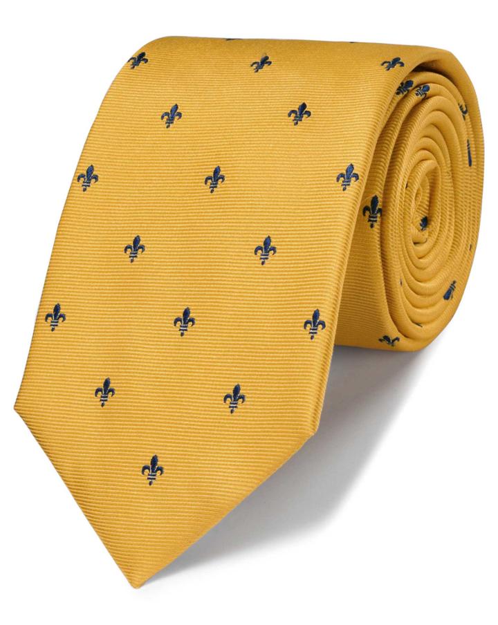Charles Tyrwhitt Gold Silk Fleur-de-lys Classic Tie By Charles Tyrwhitt