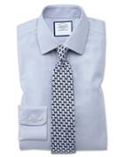 Charles Tyrwhitt Extra Slim Fit Non-iron Step Weave Mid Blue Cotton Dress Shirt French Cuff Size 14.5/32 By Charles Tyrwhitt