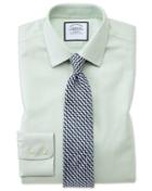  Extra Slim Fit Non-iron Step Weave Green Cotton Dress Shirt French Cuff Size 14.5/33 By Charles Tyrwhitt