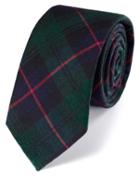 Charles Tyrwhitt Slim Navy And Green Cotton Tartan Classic Checkered Tie By Charles Tyrwhitt