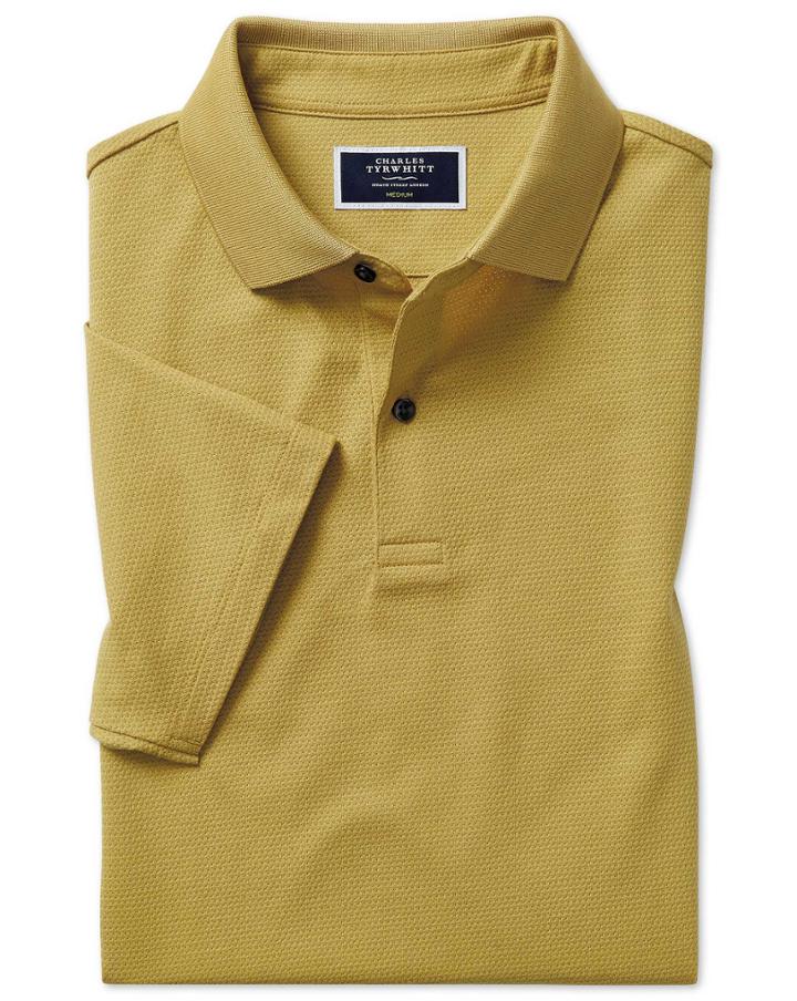  Chartreuse Tyrwhitt Cool Jacquard Cotton Polo Size Xl By Charles Tyrwhitt