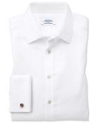 Charles Tyrwhitt Classic Fit Non-iron Herringbone White Cotton Dress Shirt Single Cuff Size 15/35 By Charles Tyrwhitt