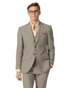  Natural Panama Slim Fit British Suit Wool Jacket Size 40 By Charles Tyrwhitt