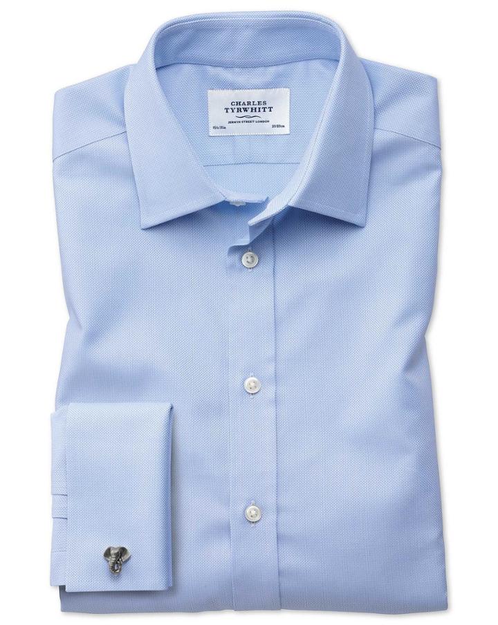 Charles Tyrwhitt Classic Fit Egyptian Cotton Royal Oxford Sky Blue Dress Casual Shirt Single Cuff Size 15/33 By Charles Tyrwhitt