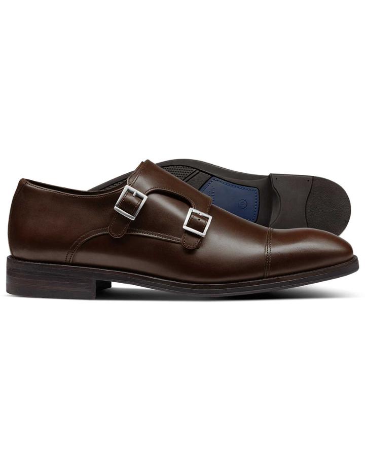  Brown Silverwell Toe Cap Monk Shoes Size 11.5 By Charles Tyrwhitt