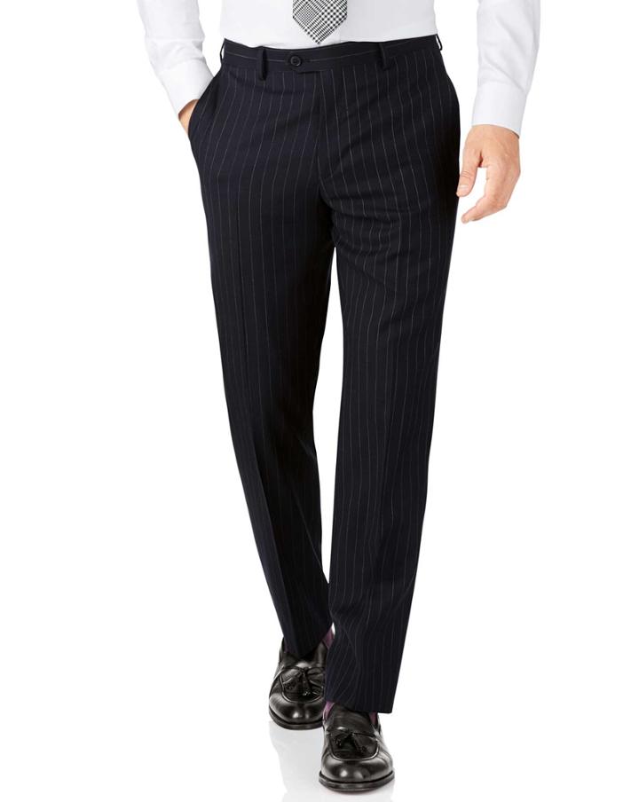 Charles Tyrwhitt Navy Stripe Classic Fit Twill Business Suit Wool Pants Size W38 L32 By Charles Tyrwhitt