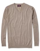  Stone Merino Silk V-neck Merino Silk Sweater Size Medium By Charles Tyrwhitt