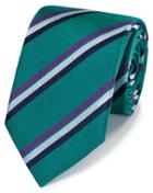  Teal And Purple Reppe Stripe English Luxury Silk Tie By Charles Tyrwhitt