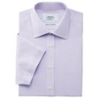 Charles Tyrwhitt Charles Tyrwhitt Lilac Bengal Stripe Non-iron Short Sleeve Slim Fit Shirt (14h)