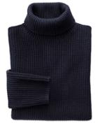 Charles Tyrwhitt Navy Rib Roll Neck Wool Sweater Size Large By Charles Tyrwhitt