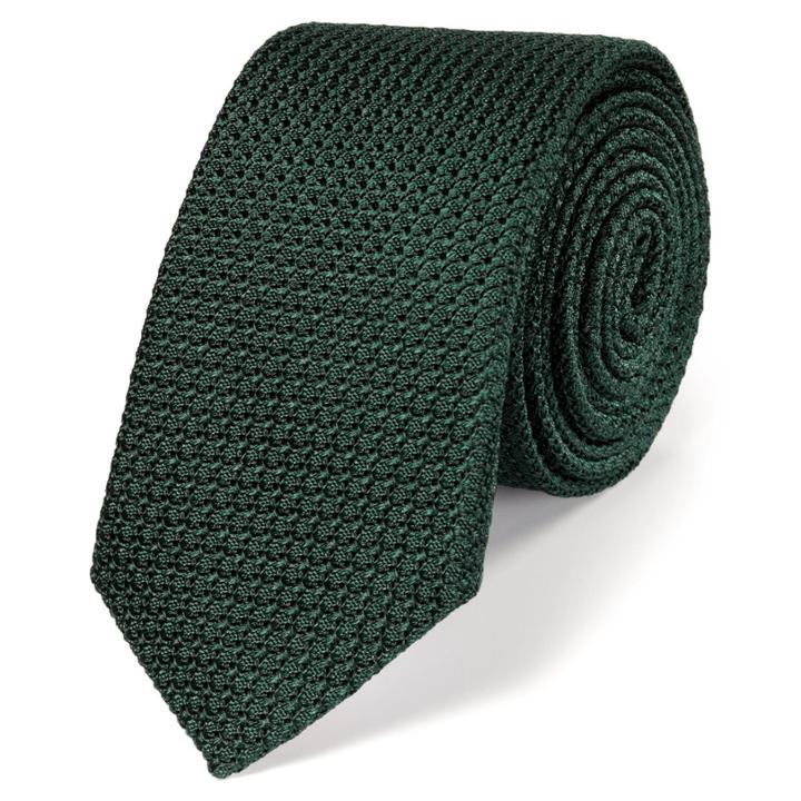 Charles Tyrwhitt Charles Tyrwhitt Luxury Slim Plain Green Grenadine Tie