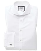  Slim Fit Extreme Spread Collar Non-iron Twill White Cotton Dress Shirt French Cuff Size 15/33 By Charles Tyrwhitt