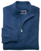Charles Tyrwhitt Blue Pima Cotton Textured Zip Neck Sweater Size Large By Charles Tyrwhitt