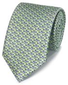  Light Green Shark Print Classic Silk Tie By Charles Tyrwhitt