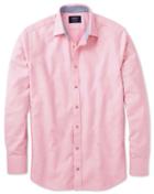 Charles Tyrwhitt Charles Tyrwhitt Slim Fit Pink Washed Textured Cotton Dress Shirt Size Xs