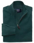 Charles Tyrwhitt Charles Tyrwhitt Mid Green Cotton Cashmere Zip Neck Cotton/cashmere Sweater Size Xs
