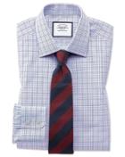  Classic Fit Purple Multi Check Egyptian Cotton Dress Shirt French Cuff Size 16/35 By Charles Tyrwhitt