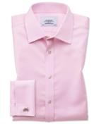 Charles Tyrwhitt Classic Fit Non-iron Puppytooth Light Pink Cotton Dress Shirt French Cuff Size 15.5/35 By Charles Tyrwhitt