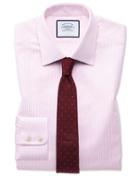  Extra Slim Fit Egyptian Cotton Royal Oxford Pink And White Stripe Dress Shirt Single Cuff Size 14.5/32 By Charles Tyrwhitt