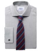  Slim Fit Spread Collar Non-iron Grey Cotton Dress Shirt Single Cuff Size 16/33 By Charles Tyrwhitt