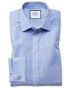 Charles Tyrwhitt Classic Fit Non-iron Bengal Stripe Sky Blue Cotton Dress Shirt French Cuff Size 15/33 By Charles Tyrwhitt