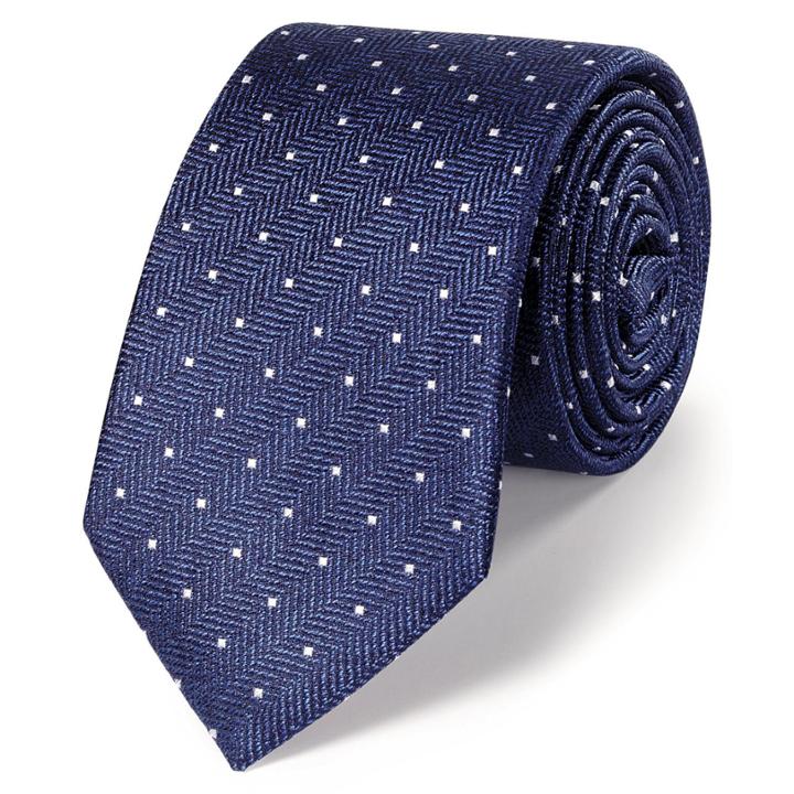Charles Tyrwhitt Charles Tyrwhitt Classic Slim Royal And White Spot Melange Tie