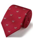  Red Silk Motif Jacquard Dog Classic Tie By Charles Tyrwhitt