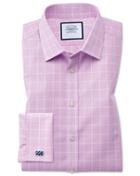 Charles Tyrwhitt Classic Fit Non-iron Prince Of Wales Pink Cotton Dress Shirt French Cuff Size 15/33 By Charles Tyrwhitt