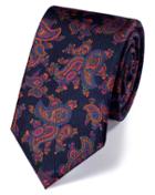 Charles Tyrwhitt Charles Tyrwhitt Slim Navy Silk Print Luxury Tie