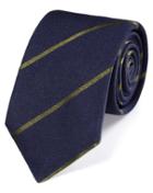 Charles Tyrwhitt Navy And Green Wool Mix Stripe Luxury Tie By Charles Tyrwhitt