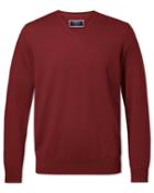  Dark Red Merino V-neck Merino Wool Jumper Size Large By Charles Tyrwhitt