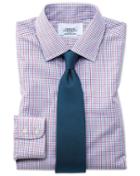 Slim Fit Non-iron Multi Grid Check Cotton Dress Shirt French Cuff Size 16/36 By Charles Tyrwhitt