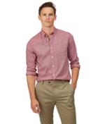  Extra Slim Fit Red Soft Washed Stretch Poplin Plain Cotton Casual Shirt Single Cuff Size Medium By Charles Tyrwhitt