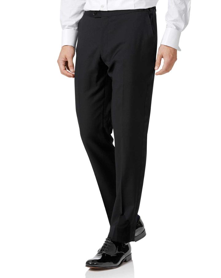  Black Slim Fit Dinner Wool Pants Size W30 L38 By Charles Tyrwhitt