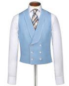 Charles Tyrwhitt Blue Adjustable Fit Morning Suit Linen Vest Size W38 By Charles Tyrwhitt