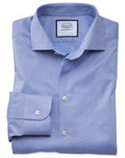  Classic Fit Business Casual Mid-blue Square Pattern Egyptian Cotton Dress Shirt Single Cuff Size 16/33 By Charles Tyrwhitt